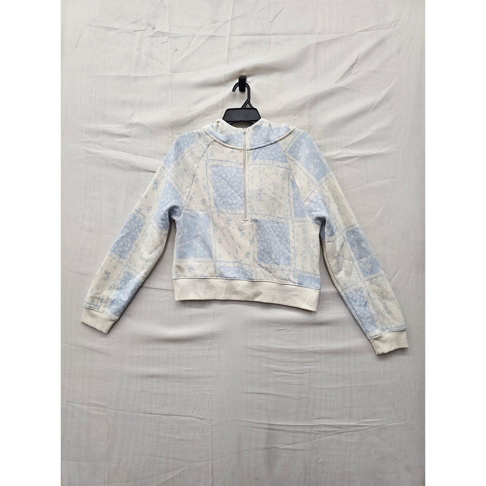 Wild Fable Womens Bandana Patchwork Cropped Hoodie Blue Cotton Blend Size Small